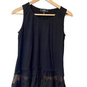 Status by Chenault Black Sleeveless Top With Lace Hem Sz M